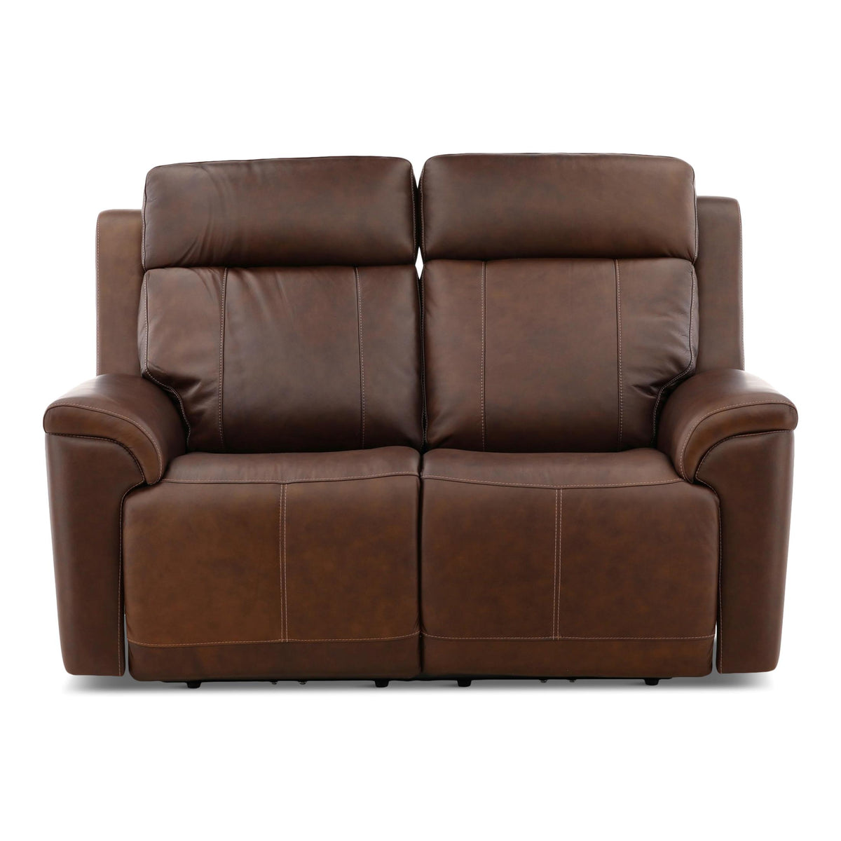 Flexsteel Adrian Leather Power Reclining Loveseat Burnt Umber