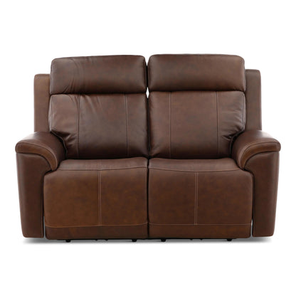 Flexsteel Adrian Leather Power Reclining Loveseat Burnt Umber