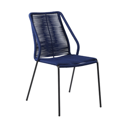 Clip Indoor Outdoor Stackable Steel Dining Chair with Rope
