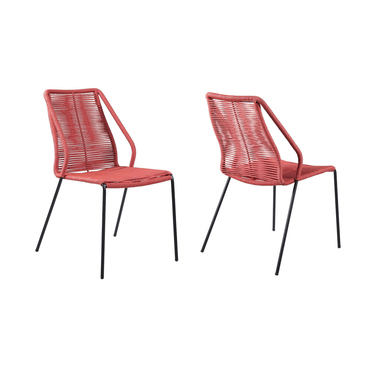 Clip Indoor Outdoor Stackable Steel Dining Chair with Rope