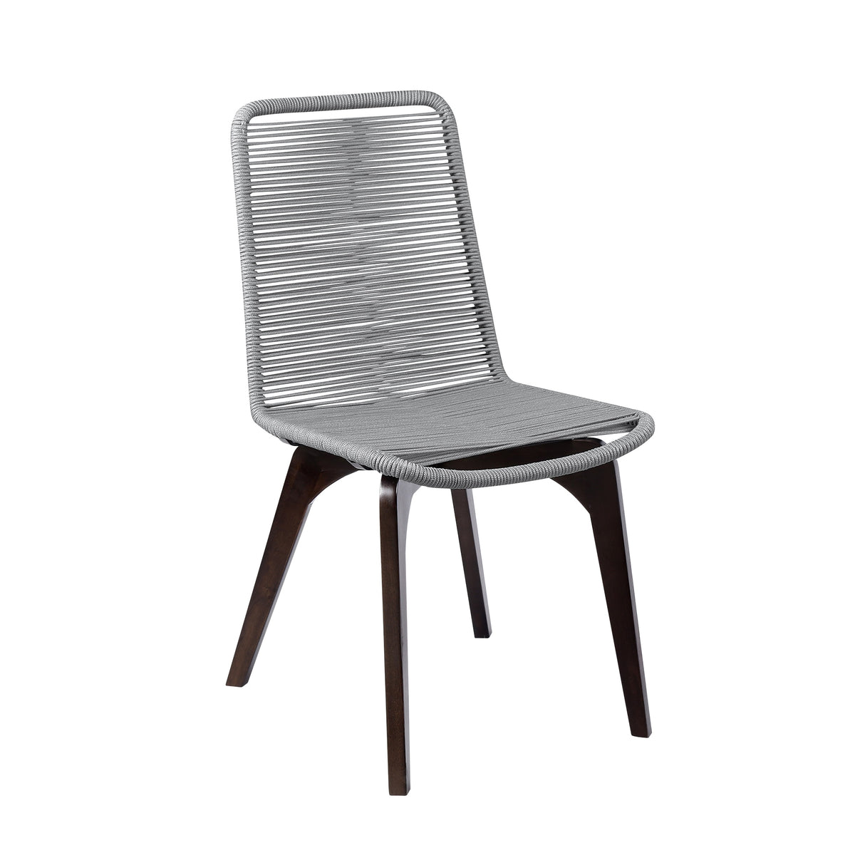Snack Indoor Outdoor Stackable Steel Dining Chair with Gray Rope (Set of 2)