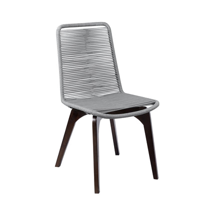 Snack Indoor Outdoor Stackable Steel Dining Chair with Gray Rope (Set of 2)