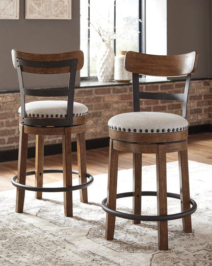 Ashley Valebeck Counter Height Upholstered Swivel Bar Stool with Contoured Back