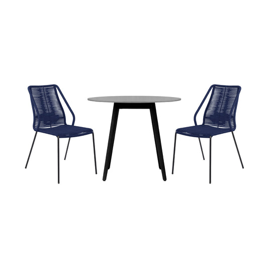 Sydney and Clip 3-Piece Outdoor Patio 36" Dining Set Blue - alternate view