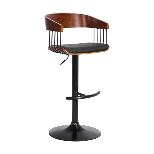 Larisa Adjustable Walnut Wood Bar Stool - alternate view