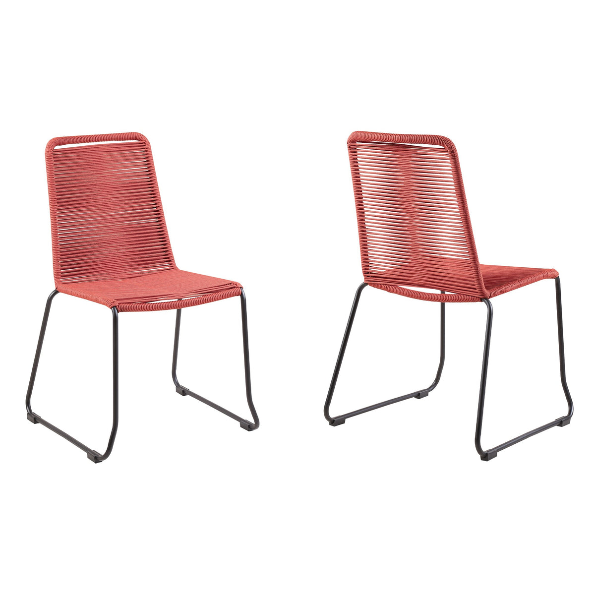 Shasta Outdoor Metal and Rope Stackable Dining Chair (Set of 2) Brick Red