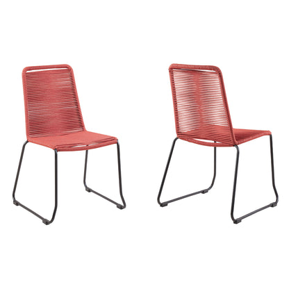 Shasta Outdoor Metal and Rope Stackable Dining Chair (Set of 2) Brick Red