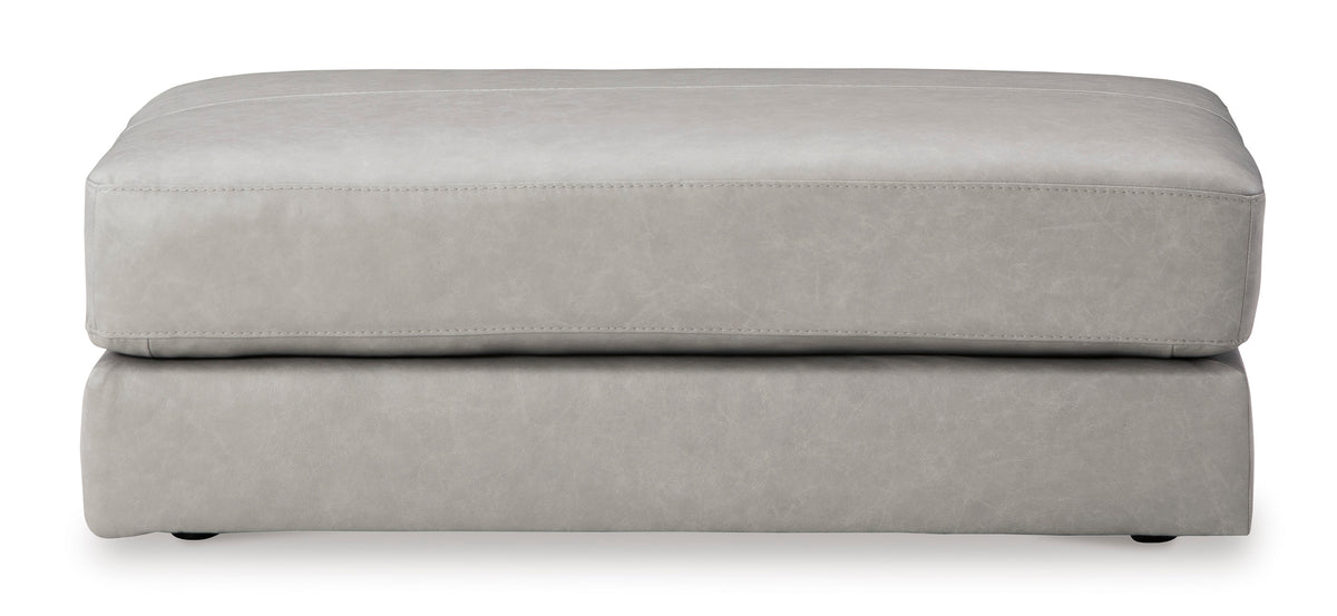 Amiata Oversized Leather Accent Ottoman Glacier