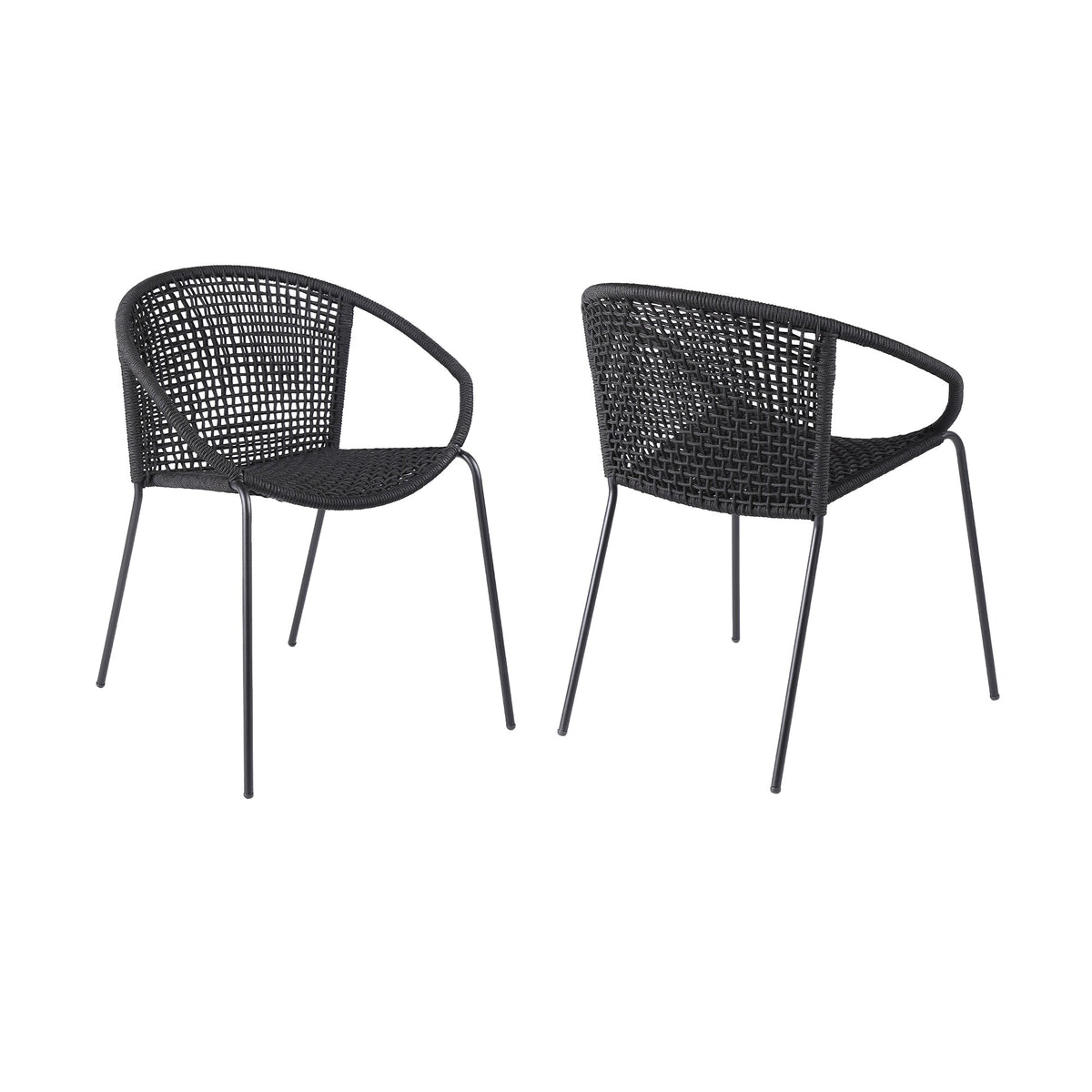 Snack Indoor/Outdoor Stackable Steel Dining Chair (Set of 2) Black