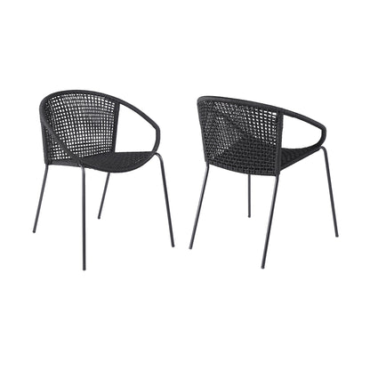 Snack Indoor/Outdoor Stackable Steel Dining Chair (Set of 2) Black