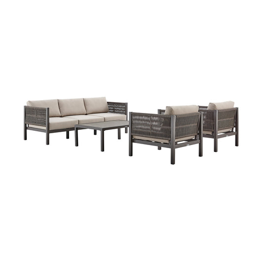 Cuffay 4 Piece Outdoor Patio Furniture Set Brown