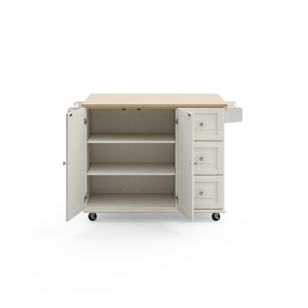 Dolly Madison 3 Drawer Kitchen Cart White Brown