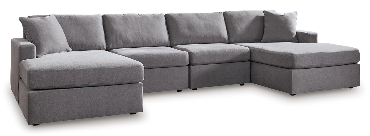 Ashley Modmax 4-Piece Modular Next-Gen Nuvella™ Performance Fabric Double Chaise Sectional Granite