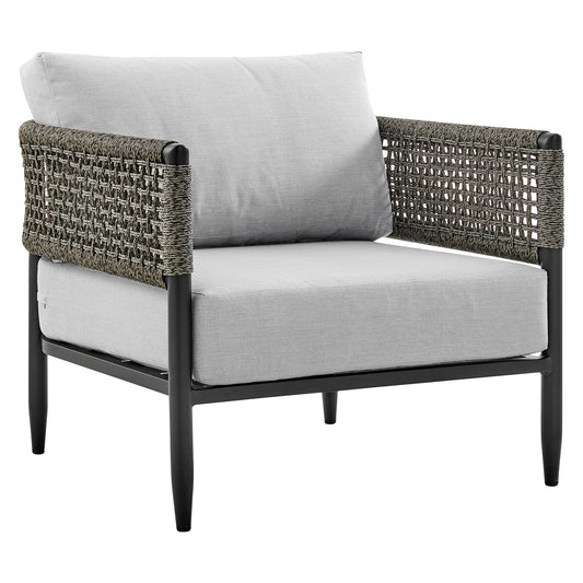 Felicia and Argiope 3 Piece Patio Outdoor Swivel Seating Set in Black Aluminum - alternate view