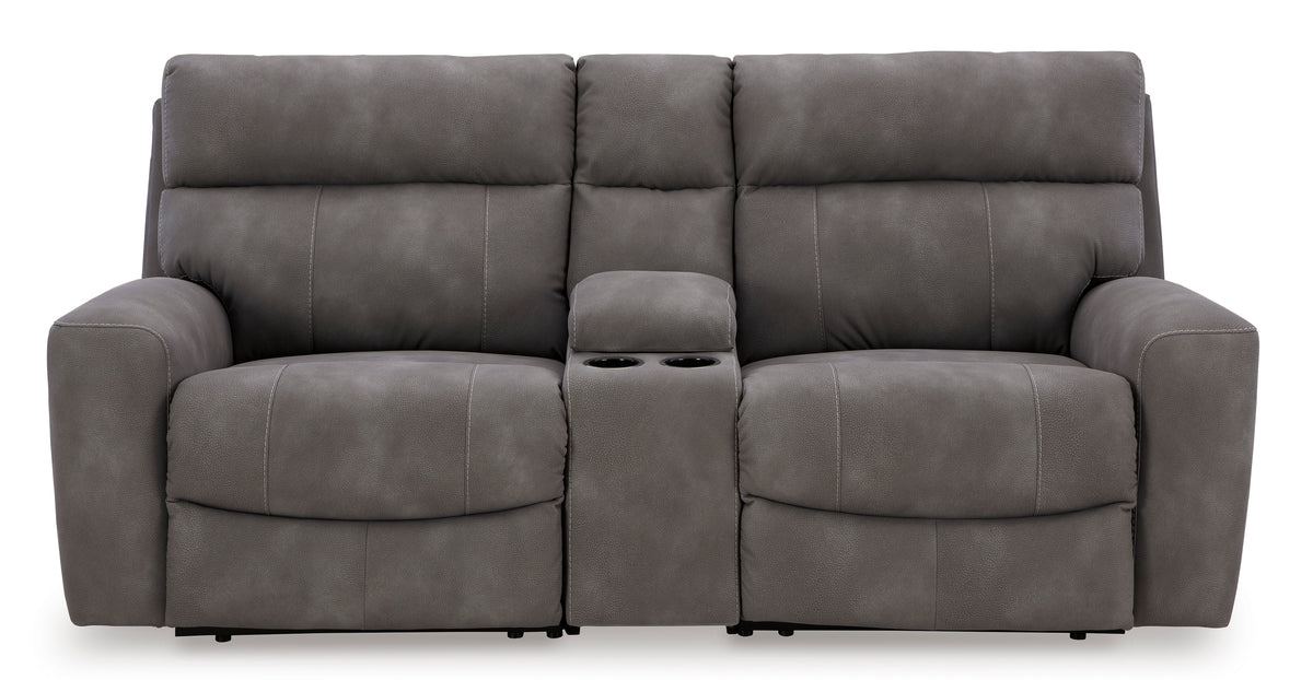 Next-Gen DuraPella 3-Piece Power Reclining Sectional Loveseat with Console Slate