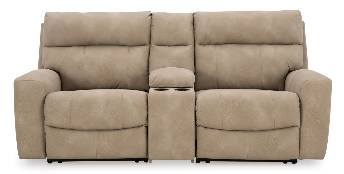 Next-Gen DuraPella 3-Piece Power Reclining Sectional Loveseat with Console Sand