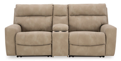 Next-Gen DuraPella 3-Piece Power Reclining Sectional Loveseat with Console Sand