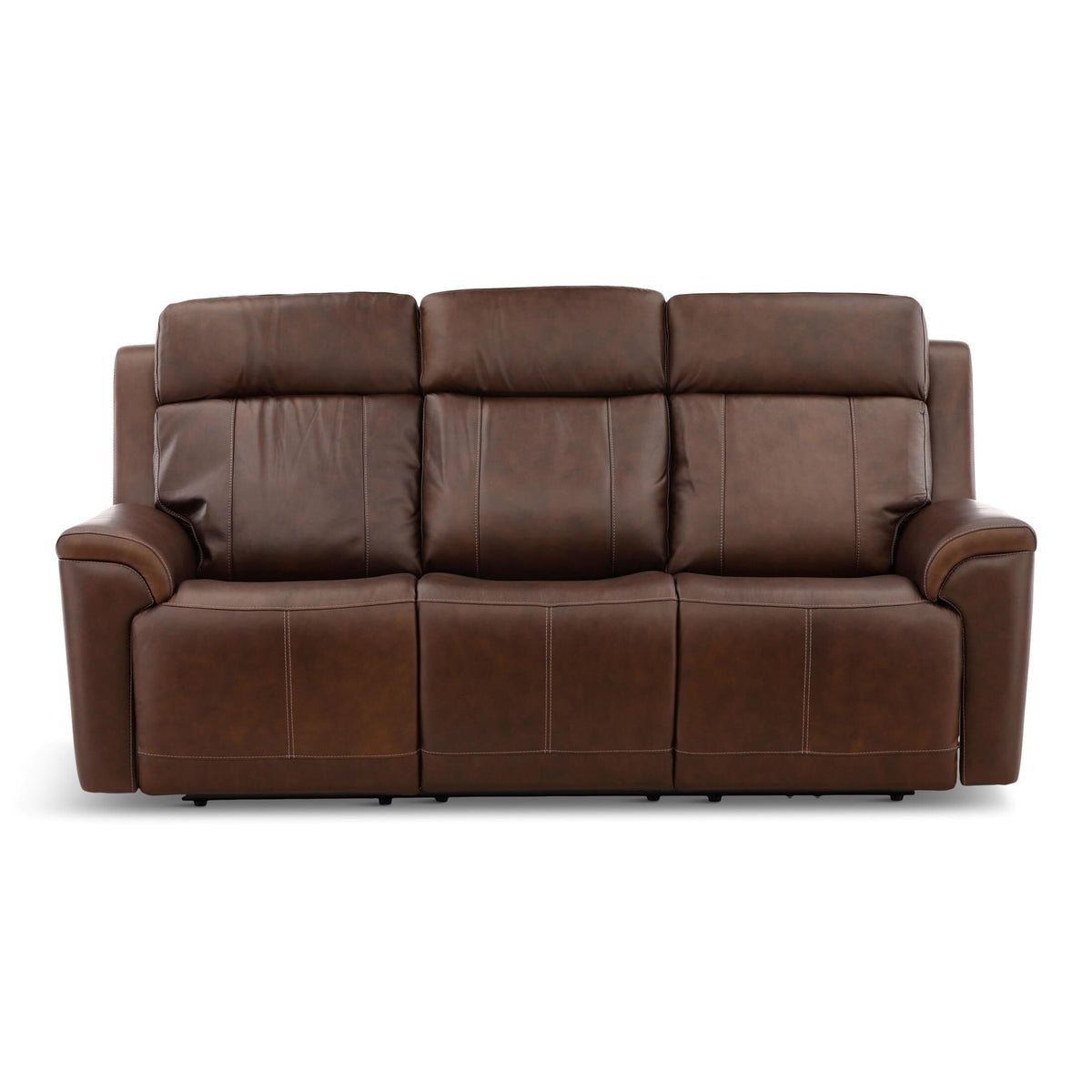 Flexsteel Adrian Leather Power Sofa with Drop Down Table Burnt Umber
