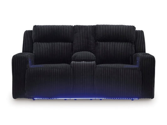 TwinBrooke Power Reclining Console Loveseat Black