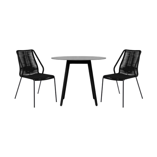 Sydney and Clip 3-Piece Outdoor Patio 36" Dining Set Black