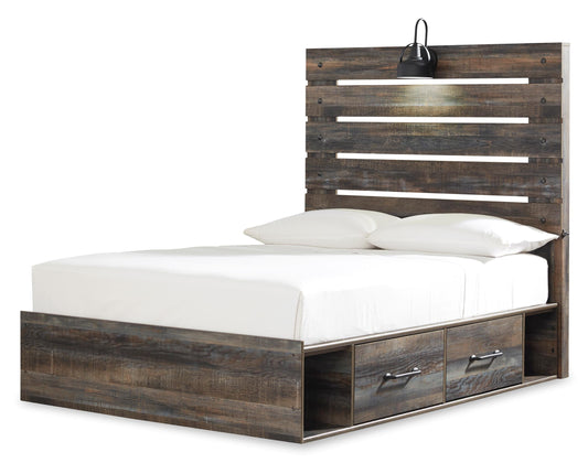 Drystan Full Panel Bed with 2 Storage Drawers and 2 Cubbies