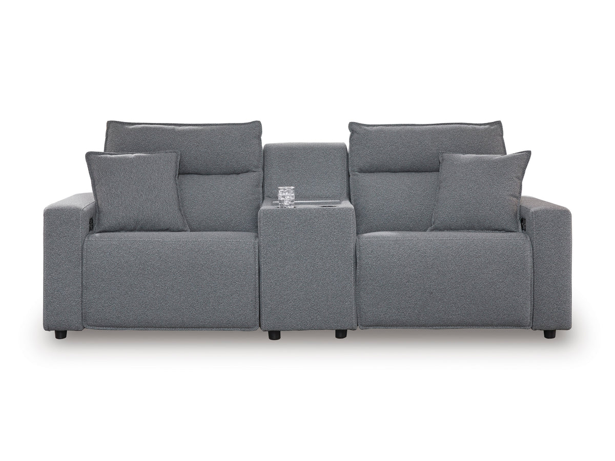 Ashley ModMax II 3-Piece Next-Gen Nuvella™ Performance Fabric Dual Power Reclining Modular Loveseat with Console