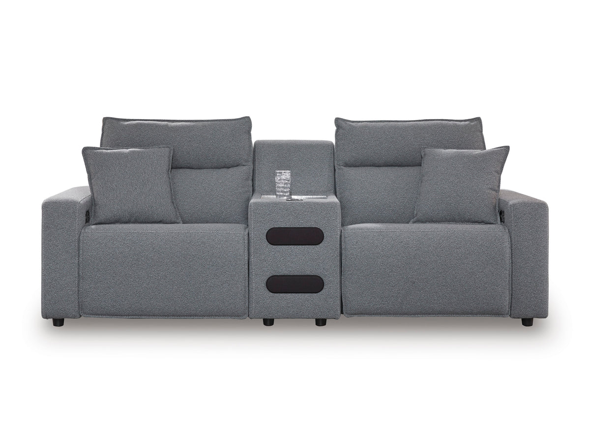 ModMax II 3-Piece Next-Gen Nuvella™ Performance Fabric Dual Power Reclining Modular Loveseat with Audio Console
