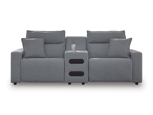 ModMax II 3-Piece Next-Gen Nuvella™ Performance Fabric Dual Power Reclining Modular Loveseat with Audio Console