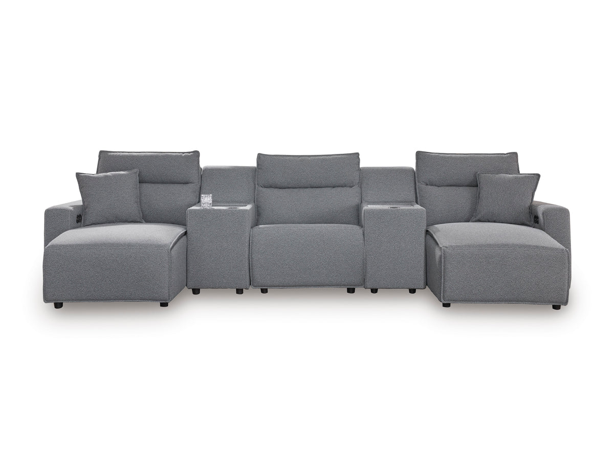 Ashley ModMax II 5-Piece Next-Gen Nuvella™ Performance Fabric Dual Power Reclining Modular Sectional with Double Chaise and Consoles