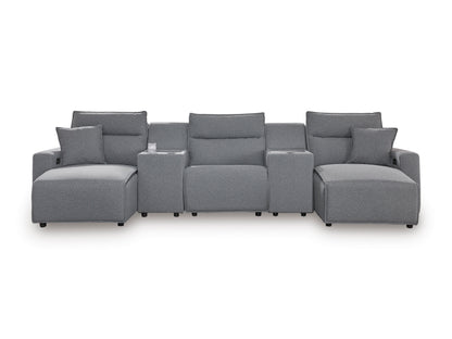 Ashley ModMax II 5-Piece Next-Gen Nuvella™ Performance Fabric Dual Power Reclining Modular Sectional with Double Chaise and Consoles