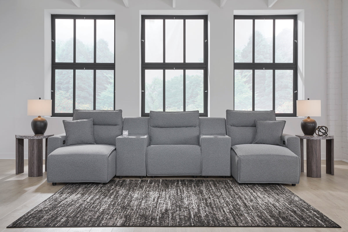 Ashley ModMax II 5-Piece Next-Gen Nuvella™ Performance Fabric Dual Power Reclining Modular Sectional with Double Chaise and Consoles