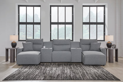 Ashley ModMax II 5-Piece Next-Gen Nuvella™ Performance Fabric Dual Power Reclining Modular Sectional with Double Chaise and Consoles