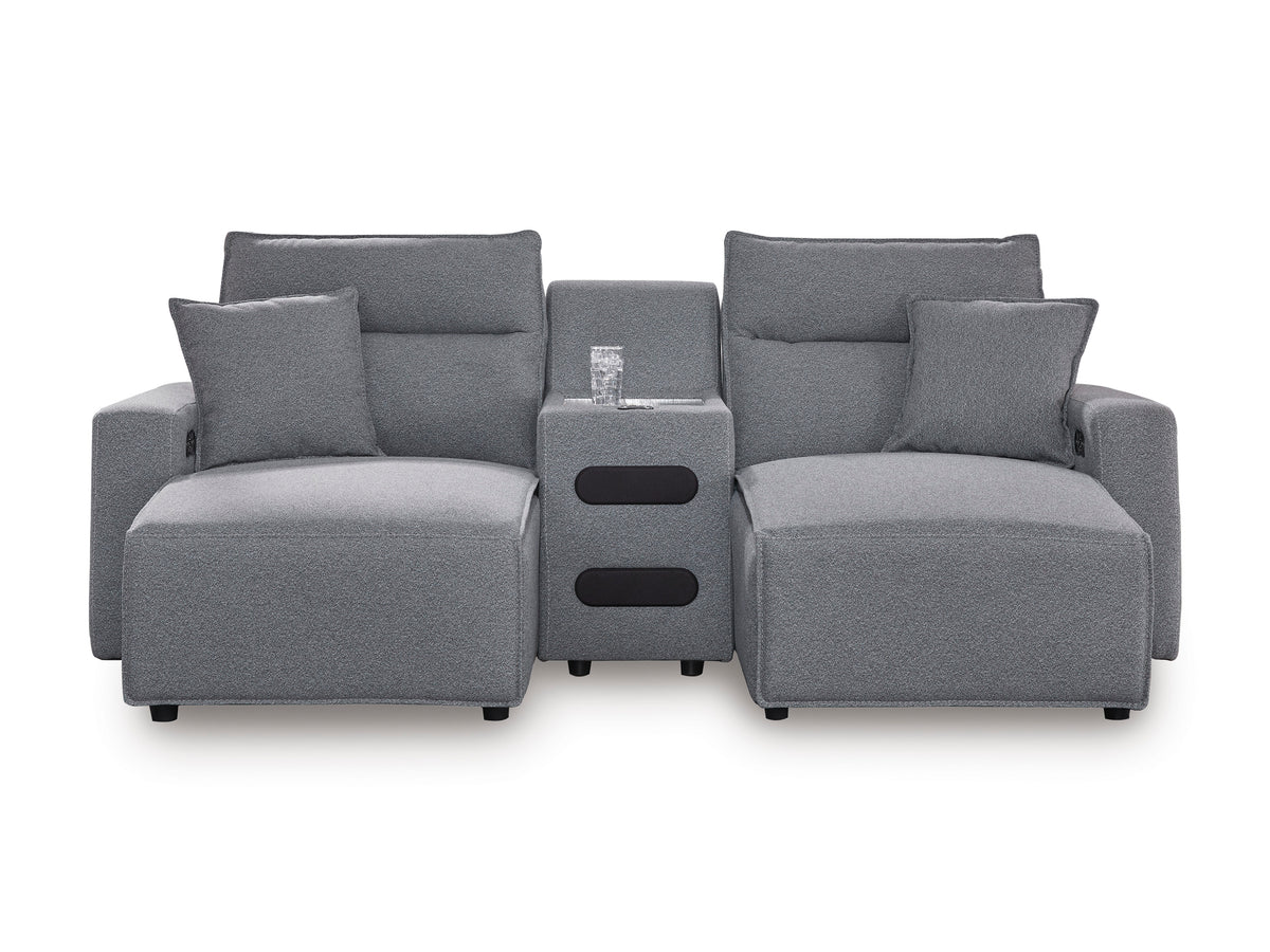Ashley ModMax II 3-Piece Next-Gen Nuvella™ Performance Fabric Dual Power Reclining Modular Sectional with Double Chaise and Audio Console