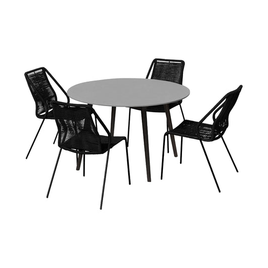 Sydney and Clip 5-Piece Outdoor Patio 36" Dining Set Black