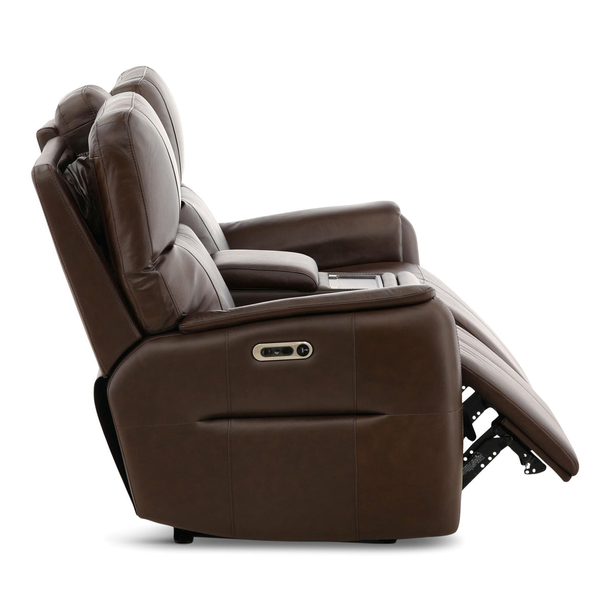 Flexsteel Walker Leather Power Reclining Console Loveseat
