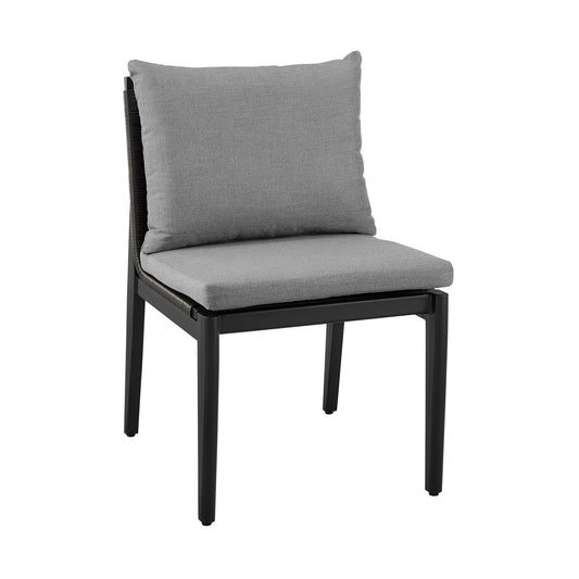 Grand Outdoor Patio 5-Piece Round Dining Table Set in Aluminum with Gray Cushions - alternate view