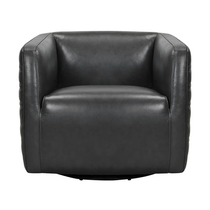 Melanie Leather Swivel Chair Pewter