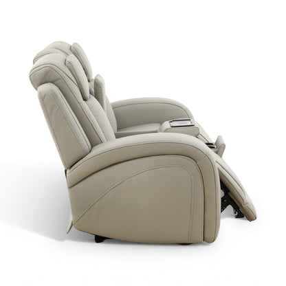Phoenix Leather Power Reclining Console Loveseat