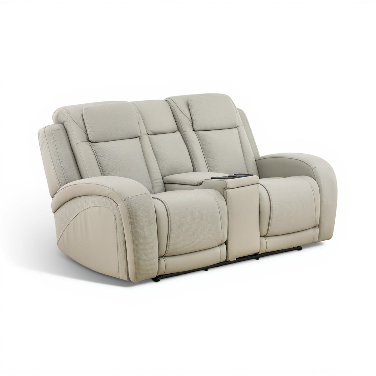 Phoenix Leather Power Reclining Console Loveseat