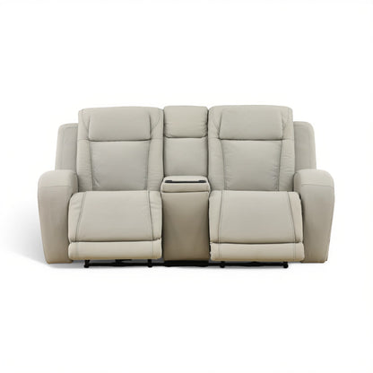 Phoenix Leather Power Reclining Console Loveseat