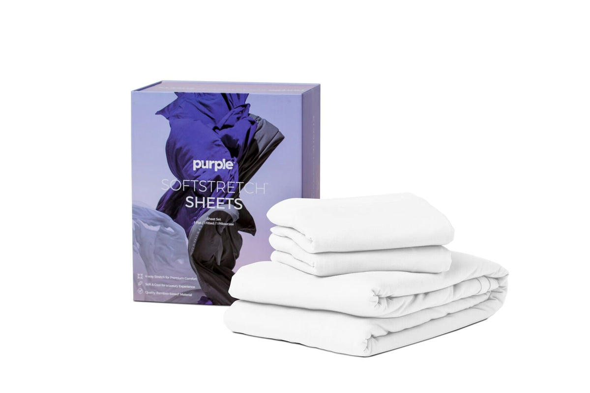 Purple Soft Stretch Sheets White