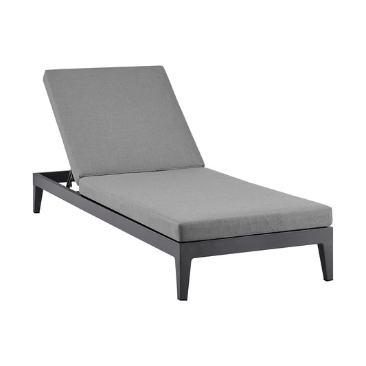 Argiope Outdoor Patio Adjustable Chaise Lounge Chair in Aluminum with Gray Cushions - alternate view