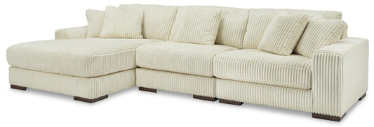Lindyn 3-Piece Ivory Sectional with Chaise Left-Facing