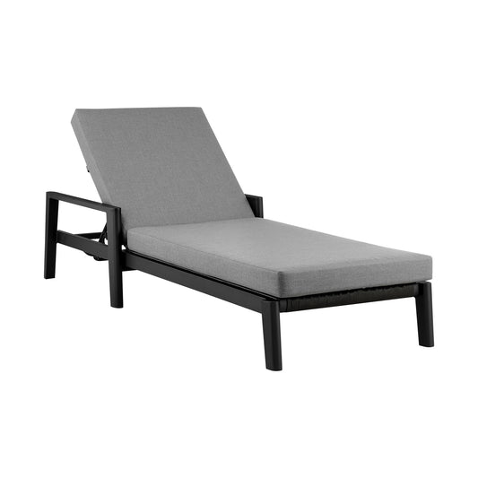 Grand Outdoor Patio Adjustable Chaise Lounge Chair in Aluminum with Gray Cushions - alternate view