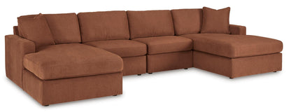 Ashley Modmax 4-Piece Modular Next-Gen Nuvella™ Performance Fabric Double Chaise Sectional Spice