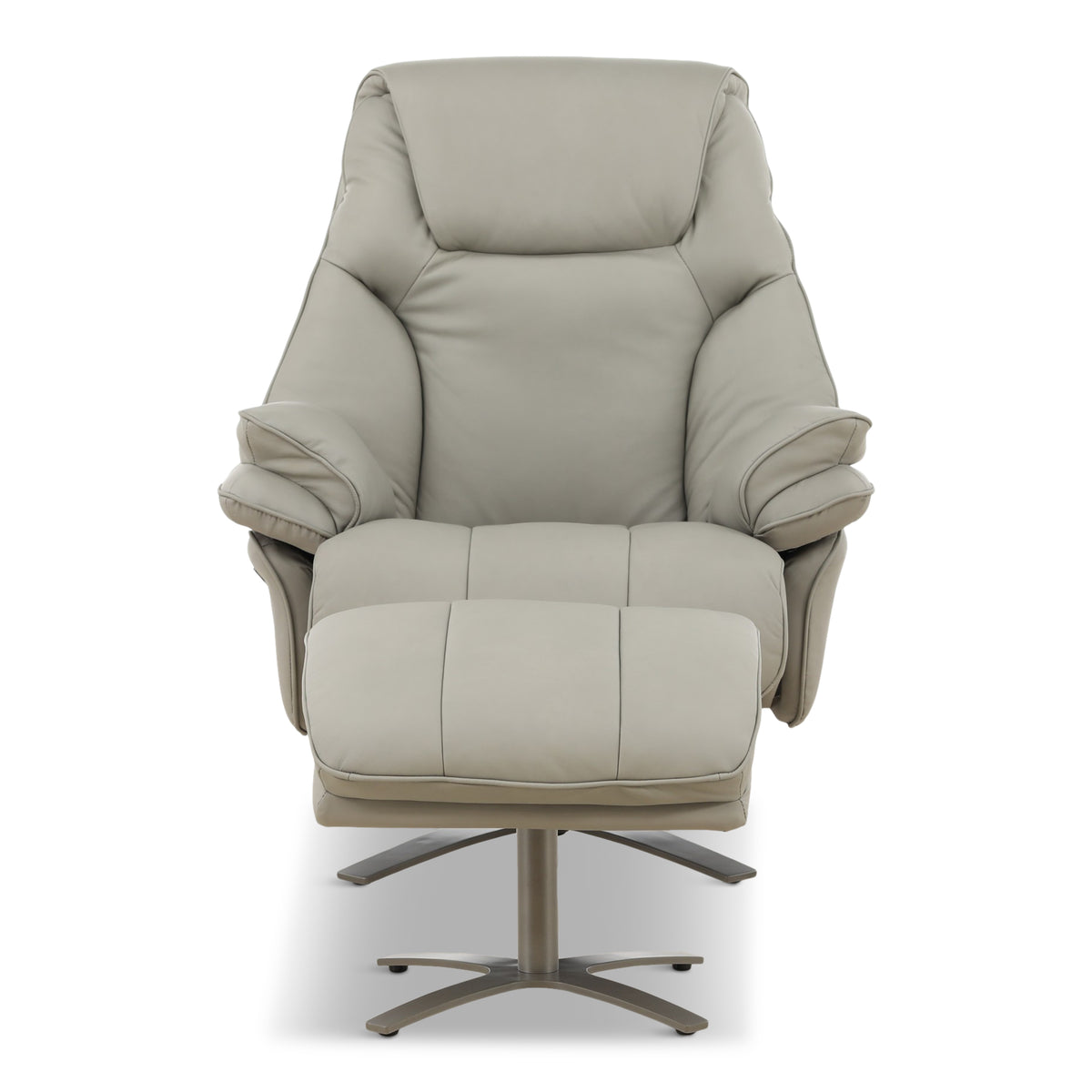 Cayman Leather Power Swivel Chair with Ottoman Sky