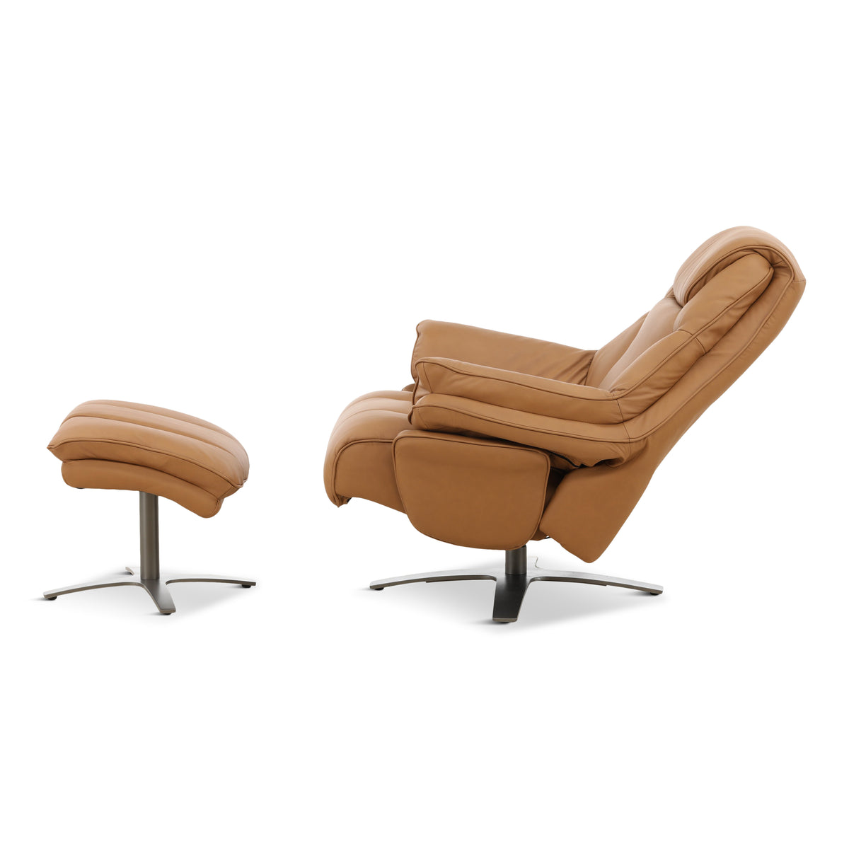 Cayman Leather Power Swivel Chair with Ottoman