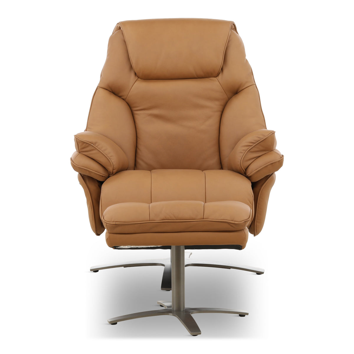 Cayman Leather Power Swivel Chair with Ottoman Antelope