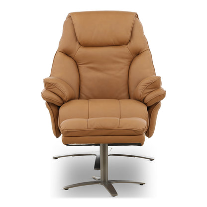 Cayman Leather Power Swivel Chair with Ottoman Antelope