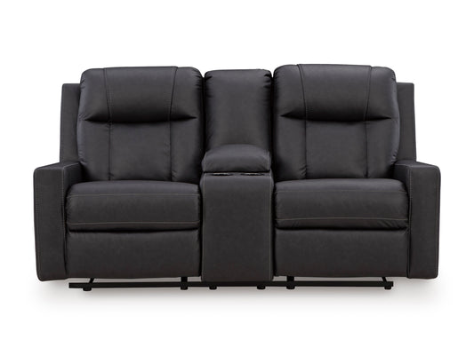 Mackmenville Double Reclining Console Loveseat Carbon - alternate view